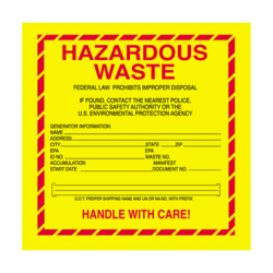 Tape Logic® Preprinted Shipping Labels, "Hazardous Waste", DL7530, Square, 6" x 6", Roll Of 500