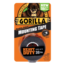 Gorilla Glue™ Heavy-Duty Double-Sided Mounting Tape, 1" x 1.67 yd., Black