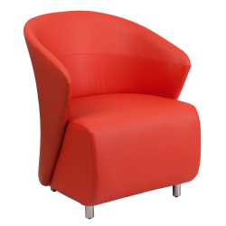 Flash Furniture Leather Curved Barrel Back Lounge Chair, Red