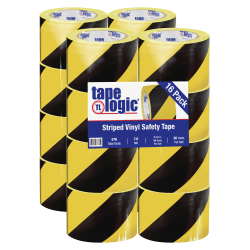 Partners Brand Solid Vinyl Safety Tape, 3" x 36 Yd., Black/Yellow Stripes, Case Of 16