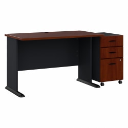 Bush Business Furniture Office Advantage 48"W Computer Desk With Mobile File Cabinet, Hansen Cherry/Galaxy, Standard Delivery