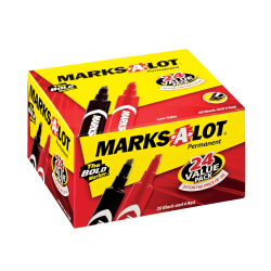 Avery® Regular Desk Style Permanent Markers, Chisel Point, 4.76 mm, Assorted Colors, Pack Of 24