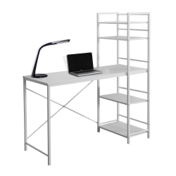 Monarch Specialties 48"W Metal Computer Desk With Bookcase, White