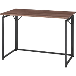 Lorell Folding Desk - Walnut Laminate Rectangle Top - Black Base x 43.30" Table Top Width x 23.62" Table Top Depth - 30" Height - Assembly Required - Brown