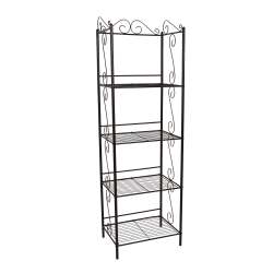 Monarch Specialties 70"H 4-Shelf Metal Etagere Bookcase With Scroll Motif, Copper