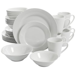 Gibson Home Noble Court 30-Piece Ceramic Dinnerware Set, White