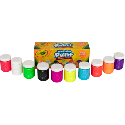 Crayola® Neon Washable Kid's Paint, 2 Oz, Assorted Colors, Set Of 10 Paints