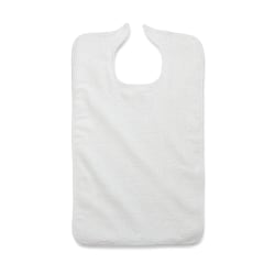 Medline Terry Cloth Clothing Protectors, 18" x 30", White, Pack Of 12