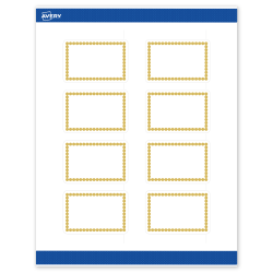 Avery® Print-To-The-Edge Labels With Sure Feed® Technology, S00-DJ7-PRWMP10, Rectangle, 2" x 3", Matte White, Preprinted Gold Beads Design, Pack Of 80