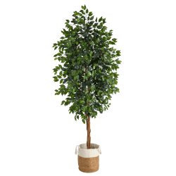 Nearly Natural Ficus 96"H Artificial Plant With Handmade Jute and Cotton Planter, 96"H x 44"W x 44"D, Green/Natural