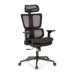 ALPHA HOME Ergonomic Mesh High-Back Office Task Chair With Retractable Footrest, Black