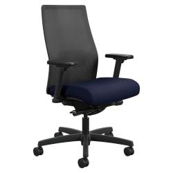 HON® Ignition 2.0 Mesh Task Chair, Advanced Synchro-Tilt Control, Black/Navy
