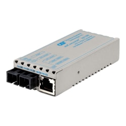 Omnitron miConverter 10/100 Plus - Fiber media converter - 100Mb LAN - 10Base-T, 100Base-FX, 100Base-TX - RJ-45 / SC single-mode - up to 18.6 miles - 1310 nm