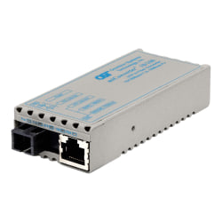 Omnitron miConverter 10/100 Plus - Fiber media converter - 100Mb LAN - 10Base-T, 100Base-FX, 100Base-TX - RJ-45 / SC single-mode - up to 12.4 miles - 1310 (TX) / 1550 (RX) nm