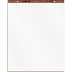 TOPS Plain Paper Easel Pads - 50 Sheets - Plain - 16 lb Basis Weight - 27" x 34" - White Paper - Perforated, Bond Paper, Leatherette Head Strip - 2 / Carton