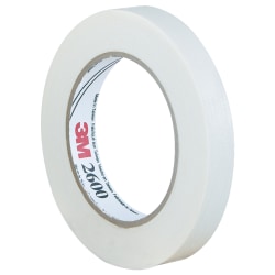3M™ 2600 Masking Tape, 3" Core, 0.75" x 180', White, Case Of 12