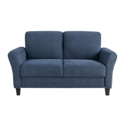 Lifestyle Solutions Winslow Loveseat With Rolled Arms, 32-3/4"H x 59-9/10"W x 31-1/2"D, Blue