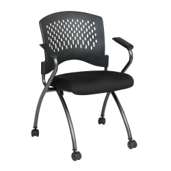 Office Star™ Folding Chair With Casters, Deluxe, Coal/Titanium, Set Of 2