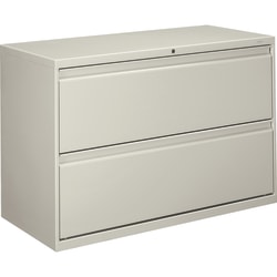 HON® 800 42"W Lateral 2-Drawer File Cabinet With Lock, Metal, Light Gray