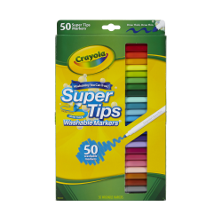 Crayola® Super Tips Washable Markers, Conical Point, Assorted Classic Colors, Box Of 50