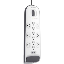 Belkin 12-outlet Surge Protector with 8 ft Power Cord with Cable/Satellite Protection - 12 x AC Power - 1875 VA - 3996 J - 125 V AC Input - Cable TV/Satellite, Phone - 8 ft