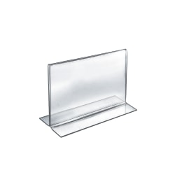 Azar Displays Double-Foot Acrylic Sign Holders, 8" x 10", Clear, Pack Of 10