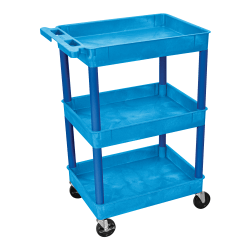 Luxor 3-Shelf Tub Cart, 36 1/2"H x 24"W x 18"D, Blue