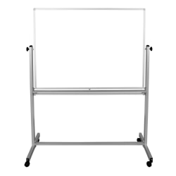 Luxor Double-Sided Magnetic Mobile Dry-Erase Whiteboard, 48" x 36", Aluminum Frame With Silver Finish