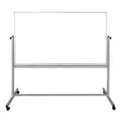 Luxor Double-Sided Magnetic Mobile Dry-Erase Whiteboard, 40" x 72", Aluminum Frame With Silver Finish