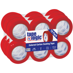 Tape Logic® Carton-Sealing Tape, 3" Core, 2" x 110 Yd, Red, Pack Of 18