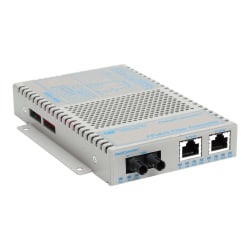 Omnitron OmniConverter FPoE/S - Fiber media converter - 100Mb LAN - 10Base-T, 100Base-FX, 100Base-TX - RJ-45 / ST single-mode - up to 18.6 miles - 1310 nm