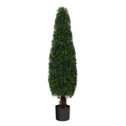 Nearly Natural Boxwood Topiary 4’H Artificial Tree With Planter, 48"H x 11"W x 11"D, Green/Black