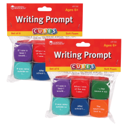 Learning Resources Writing Prompt Cubes, 1-5/8", Assorted Colors, 6 Cubes Per Set, Pack Of 2 Sets