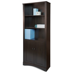 Realspace® Dawson 72"H 5-Shelf Bookcase With Doors, Cinnamon Cherry