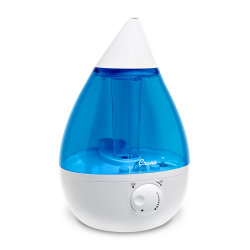 Crane Drop Ultrasonic Cool Mist Humidifier, 1 Gallon, 8-5/8"H x 8-5/8"W x 13-3/8"D, Blue/White