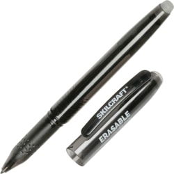 SKILCRAFT® Erasable Gel Stick Pens, 0.5 mm, Translucent Barrel, Black Ink, 12 Pens Per Pack, Case Of 12 Packs