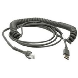 Zebra Cable - USB: Series A Connector, 9ft. (2.8m) Coiled - 9 ft USB Data Transfer Cable - First End: 1 x 4-pin USB Type A - 1