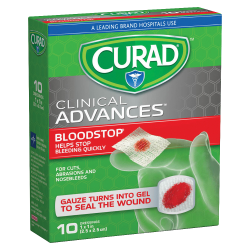 CURAD® BloodStop® Hemostatic Gauze Pads, 1" x 1", Pack Of 10