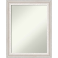 Amanti Art Non-Beveled Rectangle Framed Bathroom Wall Mirror, 28-1/2" x 22-1/2", Trio White Wash Silver