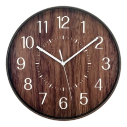 Realspace™ Round Wall Clock, 12", Woodgrain