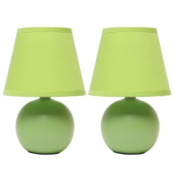 Simple Designs  Mini Ceramic Globe Table Lamp, 8.66"H, Green, 2pk