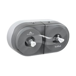 SofPull Mini Twin High-Capacity Center-Pull Bathroom Tissue Dispenser, Black