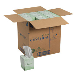 Pacific Blue Basic® 2-Ply Facial Tissues, Cube Box, White, 100% Recycled Fiber, 86 Tissues Per Box, 36 Boxes Per Case