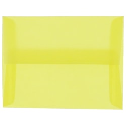 JAM Paper® Translucent Envelopes, #4 Bar (A1), Gummed Seal, Primary Yellow, Pack Of 25