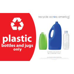 Recycle Across America Plastics Standardized Recycling Label, PLAS-5585, 5 1/2" x 8 1/2", Red
