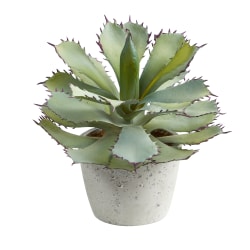 Nearly Natural Succulent 11"H Artificial Plant With Planter, 11"H x 10"W x 10"D, Green/White