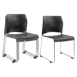 National Public Seating® 8800 Series Cafetorium Plastic Stack Chairs, Charcoal Slate/Chrome, Pack Of 4 Chairs
