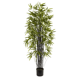 Nearly Natural Black Bamboo 60"H Plastic Tree With Pot, 60"H x 31-1/2"W x 31-1/2"D, Green