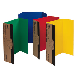 Pacon® 80% Recycled Single-Walled Tri-Fold Presentation Boards, 48" x 36", Assorted Colors, Carton Of 4