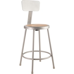 National Public Seating Hardboard Stool With Back, 24"H, Gray